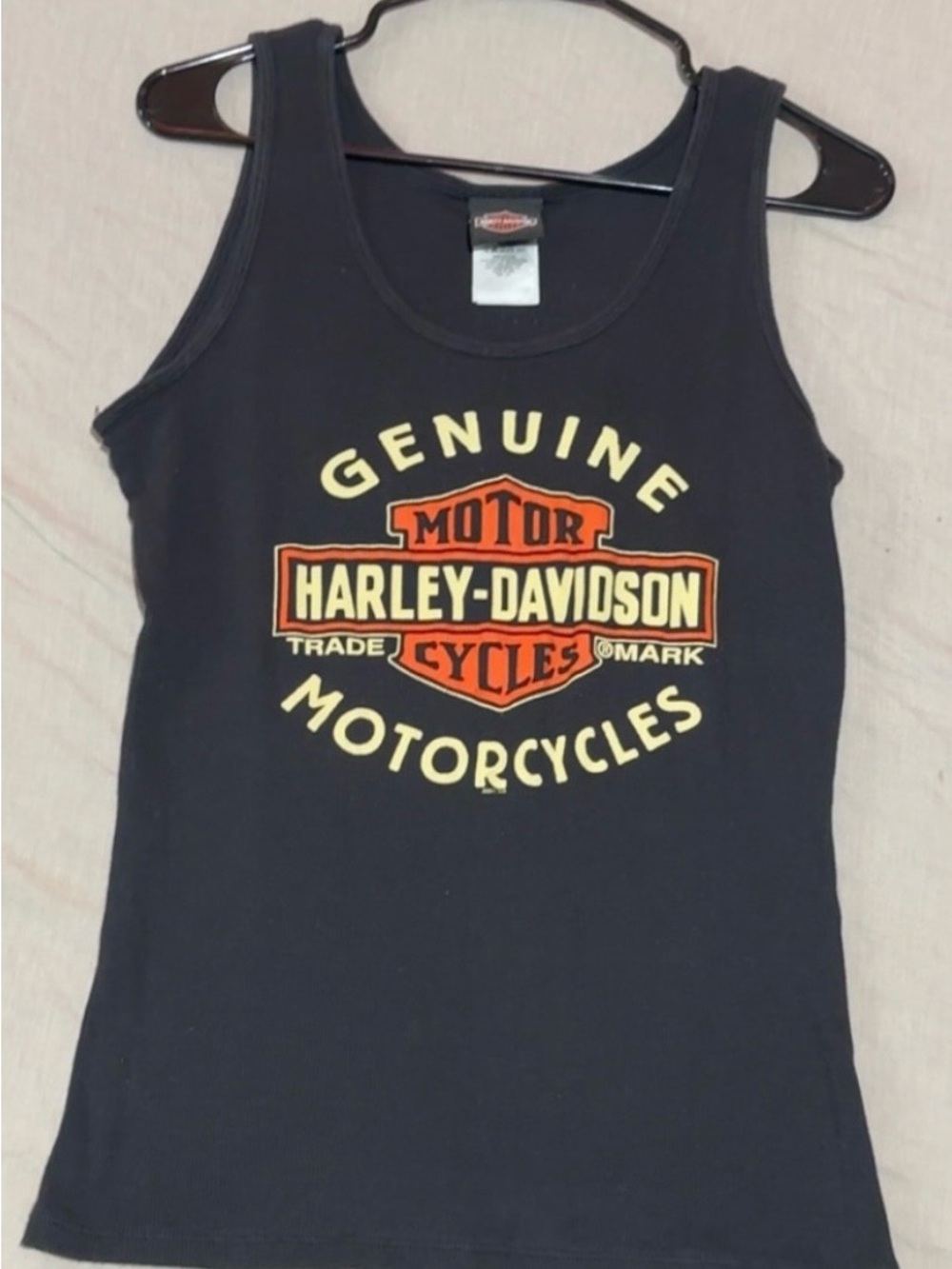 Harley-Davidson Black Tank with Orange and Cream Logo